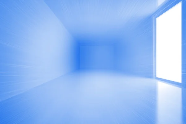 Chambre bleue lumineuse avec fenêtres — Photo