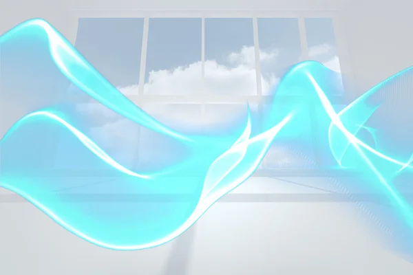 Abstract blue wave design in room — Stock Photo, Image