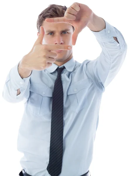 Businessman making frame with hands — Stock Photo, Image