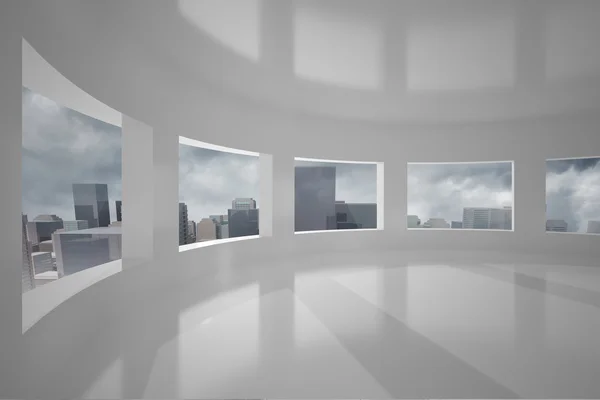 Cityscape seen through windows — Stock Photo, Image