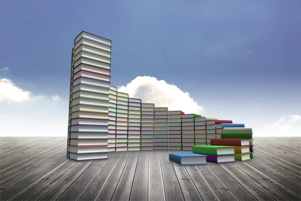 Steps made of books against sky — Stock Photo, Image