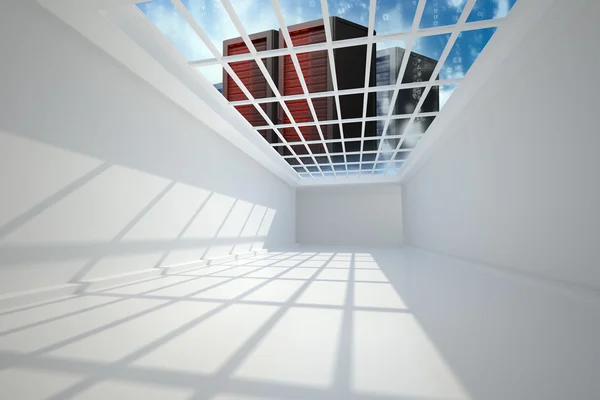 Server tower seen through window — Stock Photo, Image