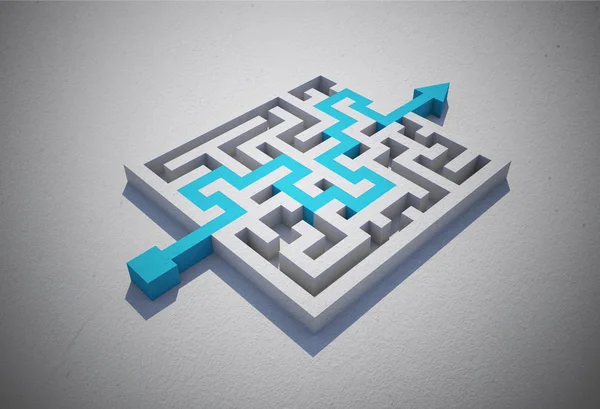Blue arrow solving puzzle — Stock Photo, Image