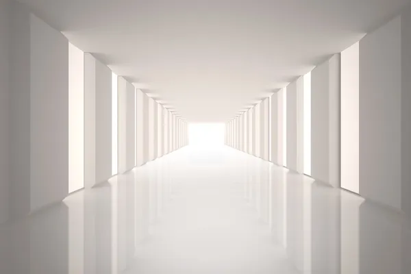 Lit up white modern hallway — Stock Photo, Image