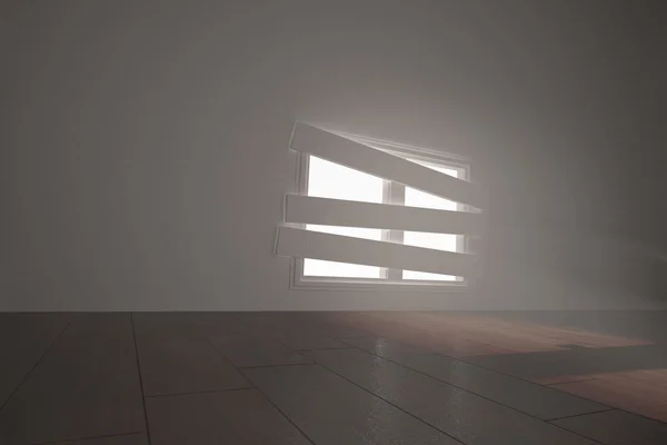 Digital erzeugter Raum mit eingefasstem Fenster — Stockfoto