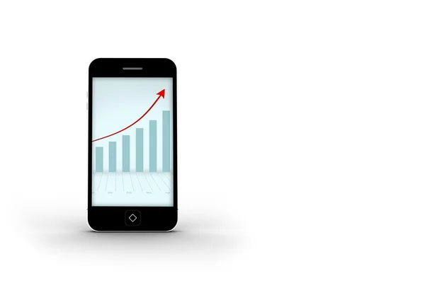 Pijlen en staafdiagram op smartphone scherm — Stockfoto
