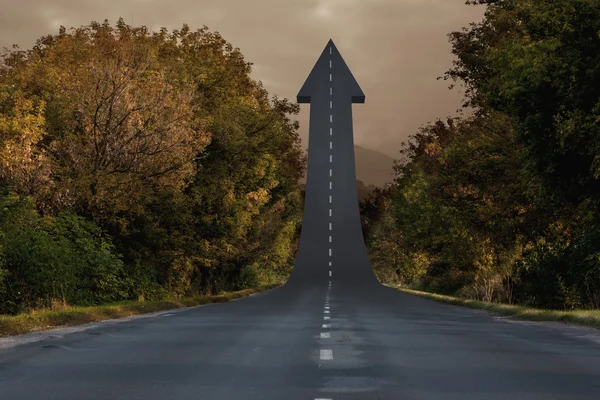 Road turning into arrow — Stock Photo, Image