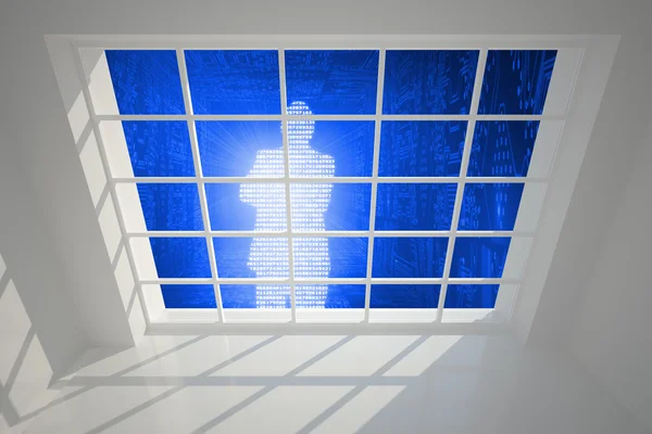 Digitale silhouet gezien door raam — Stockfoto