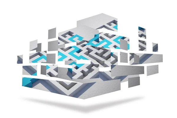 Labyrint och pilen på abstrakt skärm — Stockfoto