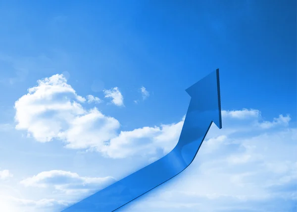 Pijl in de hemel in blauw — Stockfoto