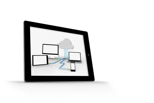 Cloud computing bild på Tablet PC-skärmen — Stockfoto