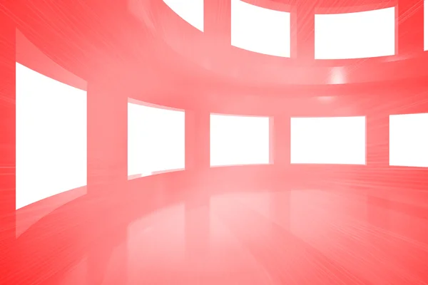 Bright red room with windows — Stock Photo, Image