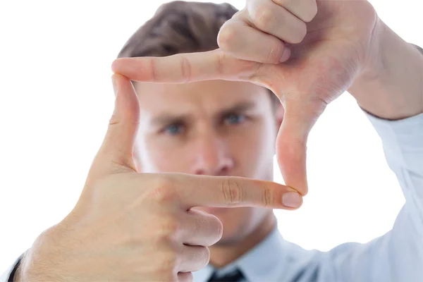 Businessman making frame with hands — Stock Photo, Image