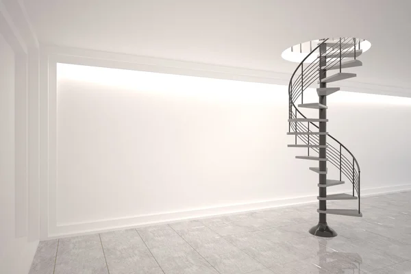 Chambre générée numériquement avec escalier à remontage — Photo