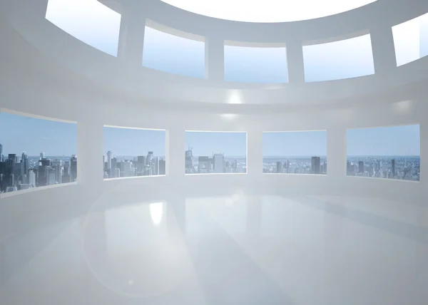 Heldere witte kamer met windows — Stockfoto