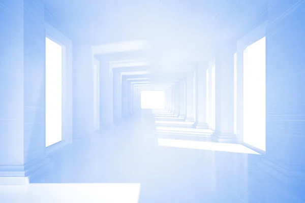 Chambre bleue lumineuse avec colonnes — Photo