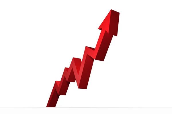 Röd pil som pekar uppåt — Stockfoto