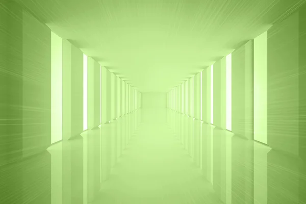 Chambre verte lumineuse avec fenêtres — Photo