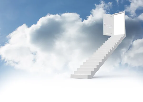Steps leading to open door in the sky — Stock Photo, Image