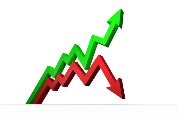 Czerwone i zielone strzałki — Zdjęcie stockowe