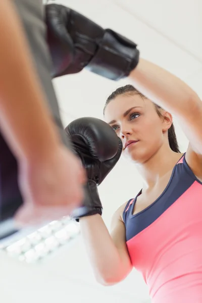 Determined female boxer focused on her training — Stock Photo, Image