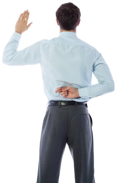 Businessman crossing fingers behind his back — Stock Photo, Image