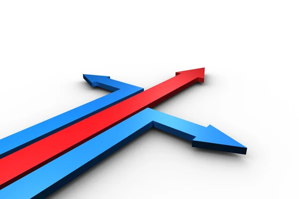 Red and blue arrows pointing — Stock Photo, Image