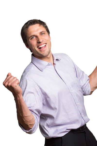 Portrait of a cheerful young businessman cheering — Stock Photo, Image