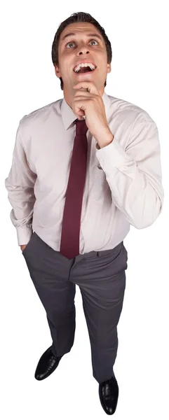 Thinking businessman touching his chin — Stock Photo, Image