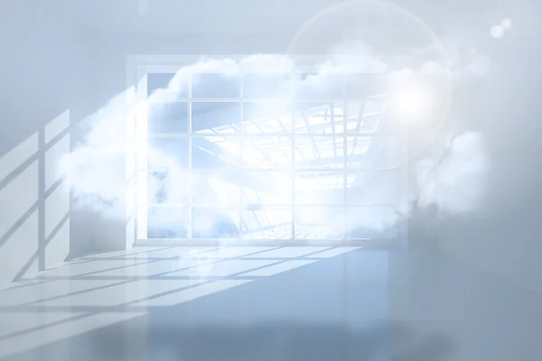 Комната с голографическим облаком — стоковое фото