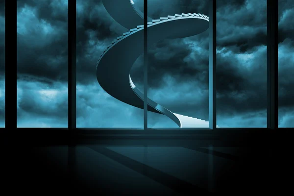 Винтовая лестница в голубом небе — стоковое фото