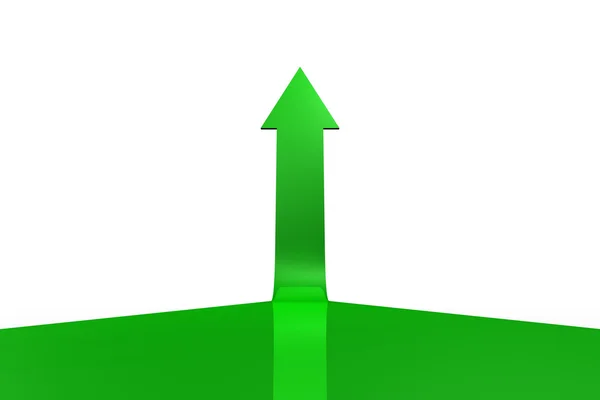 Зеленая стрелка указывает вверх — стоковое фото
