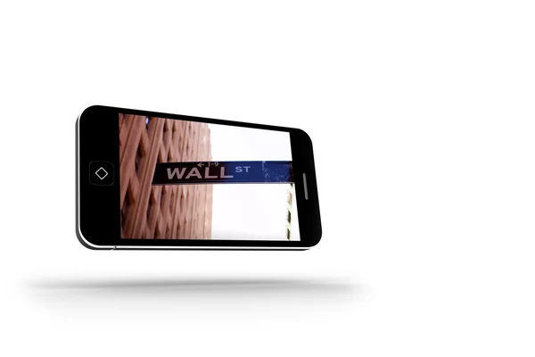 Wall street sullo schermo dello smartphone — Foto Stock