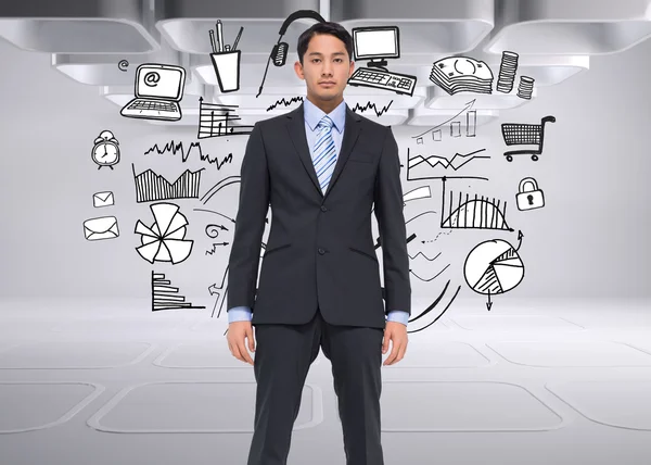 Composite image of serious asian businessman — Stock Photo, Image