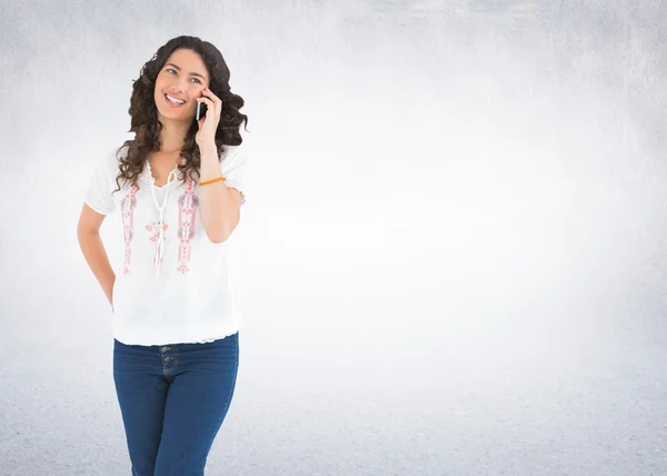 Casual brunette having phone call — Stock Photo, Image