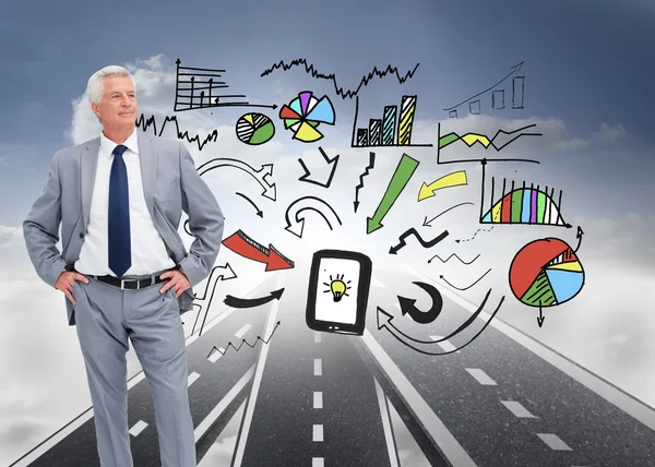 Man in a suit with his hands on his hips — Stock Photo, Image