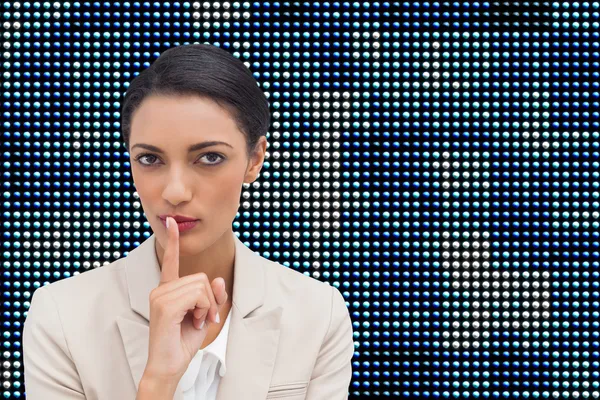 Businesswoman asking for silence — Stock Photo, Image