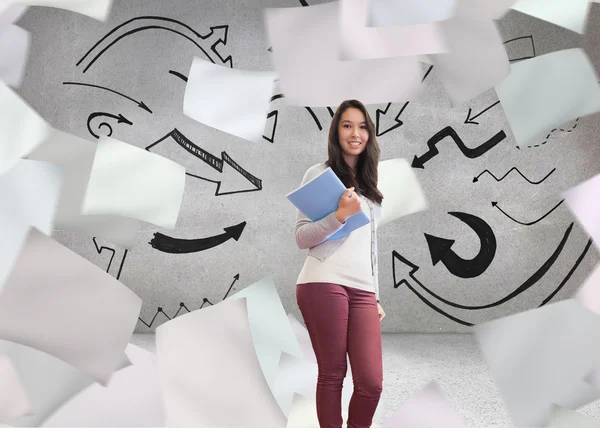 Smiling student in a computer room — Stock Photo, Image