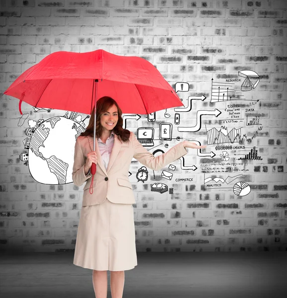 Empresária segurando guarda-chuva — Fotografia de Stock