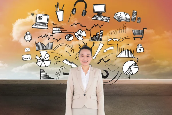 笑みを浮かべてアジア女性実業家の合成画像 — ストック写真