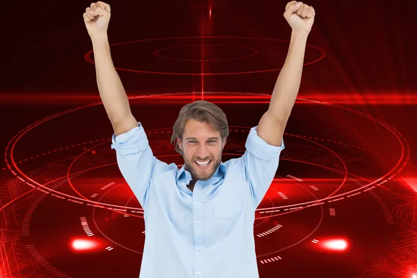 Man celebrating success with arms up — Stock Photo, Image