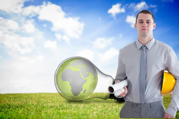 Architect carrying construction plans — Stock Photo, Image