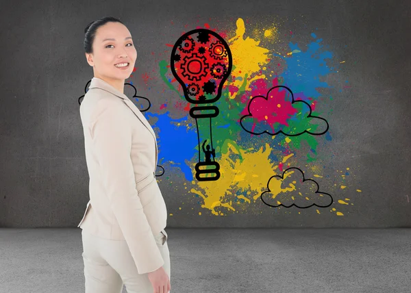 Compuesto imagen de sonriente asiático mujer de negocios —  Fotos de Stock