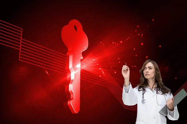 Composite image of stern doctor pointing — Stock Photo, Image