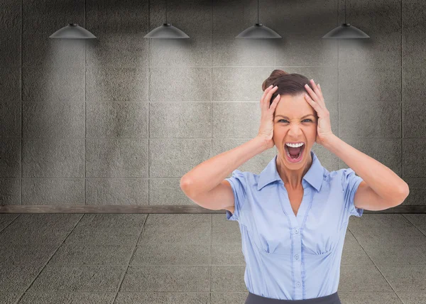 Businessswoman with hand on her head — Stock Photo, Image