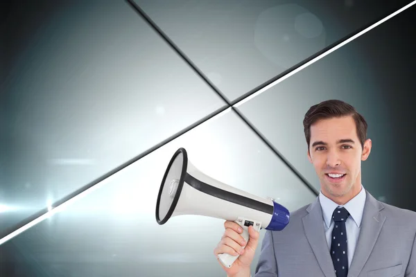 Businessman holding a megaphone — Stock Photo, Image