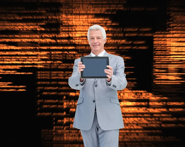 Boss showing a touch pad screen — Stock Photo, Image