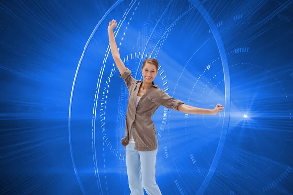 Happy woman jumping — Stock Photo, Image