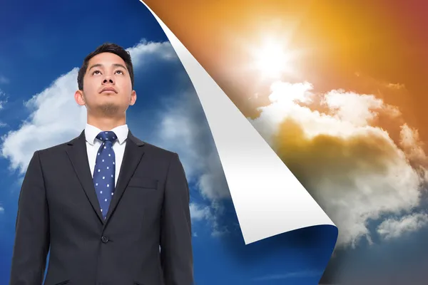 Composite image of blue sky background over sunny sky background — Stock Photo, Image