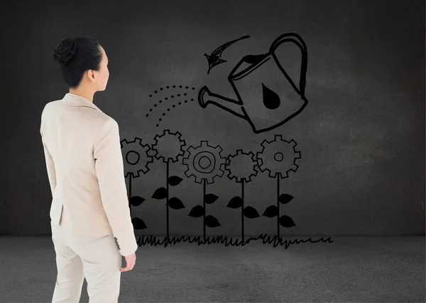 Composite image of unsmiling asian businesswoman — Stock Photo, Image